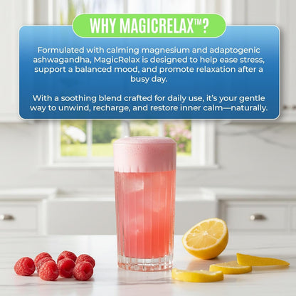 MAGICRELAX Calming Sparking Mix 8-in-1 Magnesium  Raspberry Lemonade Flavor